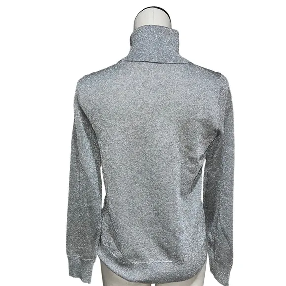 NWT J.Crew Turtleneck sweater in metallic knit Silver Festive