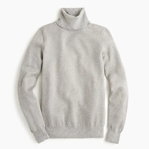 NWT J.Crew Turtleneck sweater in metallic knit Silver Festive