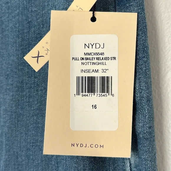 NWT NYDJ Bailey Relaxed Str Nottinghill Jeans