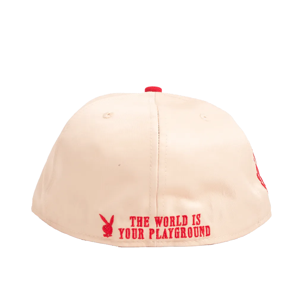 PLAYBOY PLAY FOR ALL CREAM FITTED HAT