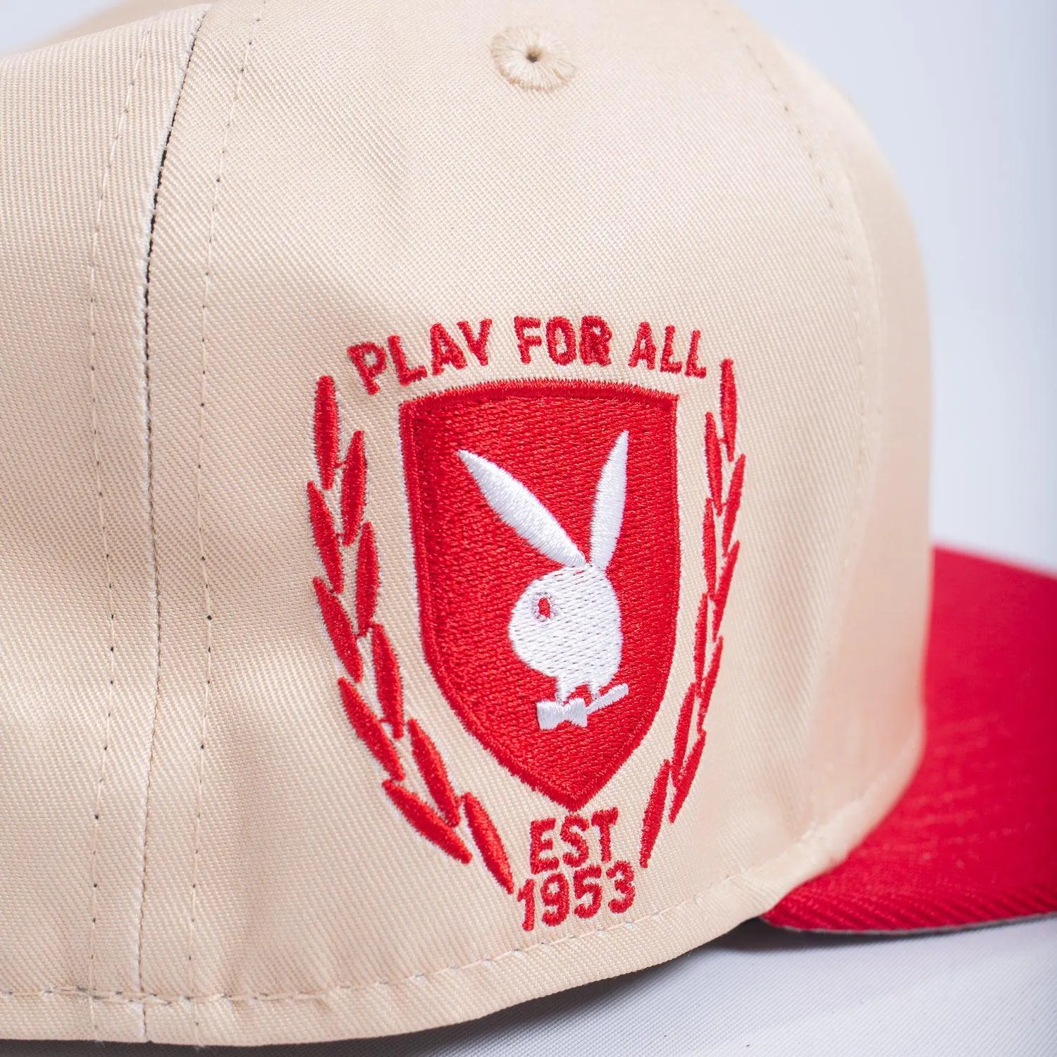 PLAYBOY PLAY FOR ALL CREAM FITTED HAT