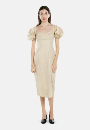 Puff Sleeves Slit Dress By Ruw