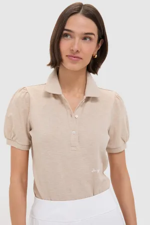 Sandstone Pique Puff Sleeve Peggy Polo