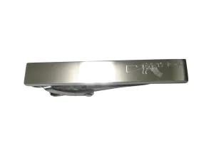 Silver Toned Etched Sleek AK47 Rifle V4 Skinny Tie Clip