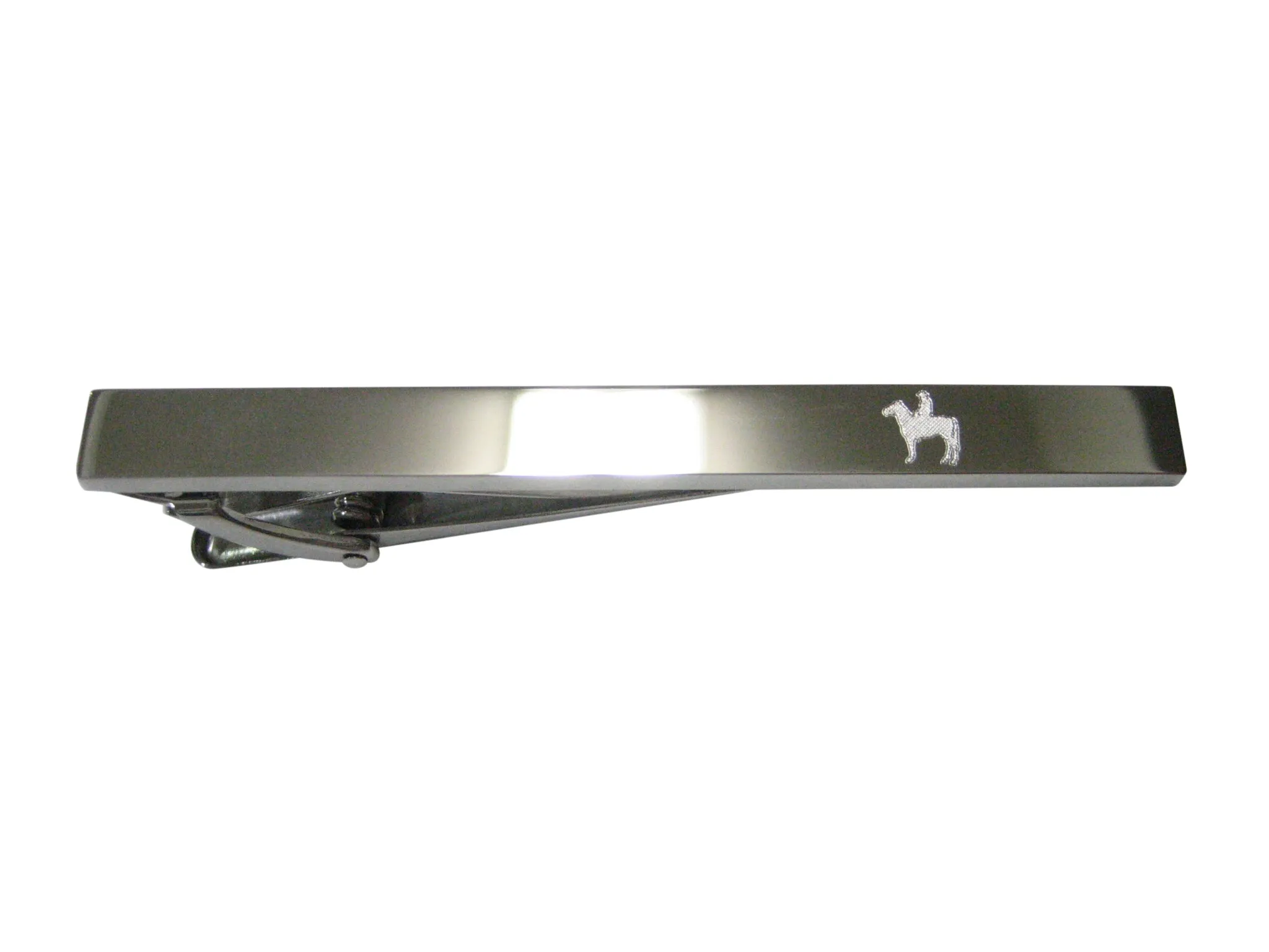 Silver Toned Etched Sleek Cowboy Tie Clip