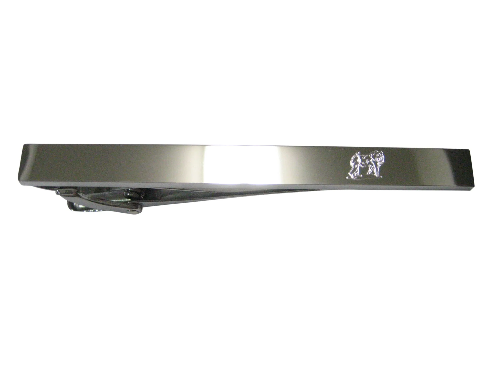 Silver Toned Etched Sleek Gorilla Tie Clip