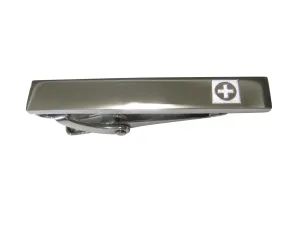 Silver Toned Etched Sleek Medical Cross Skinny Tie Clip