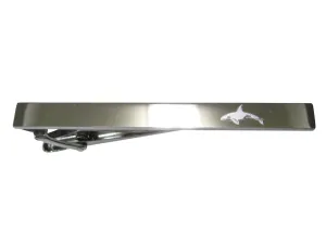 Silver Toned Etched Sleek Swimming Killer Whale Orca Tie Clip