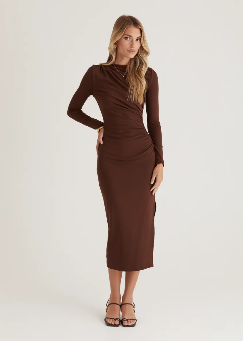 Simona Midi Dress - Chocolate