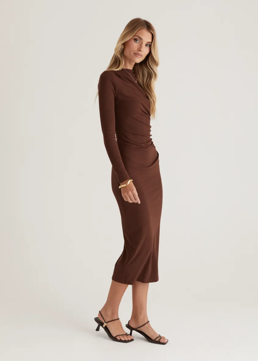 Simona Midi Dress - Chocolate