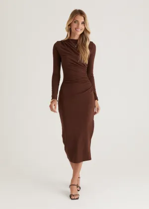 Simona Midi Dress - Chocolate