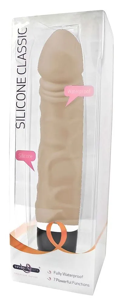 Sleek 7-Inch Silicone Classic Vibrator with 7 Vibration Functions