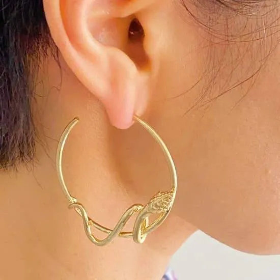 Snake Around Hoop Earrings