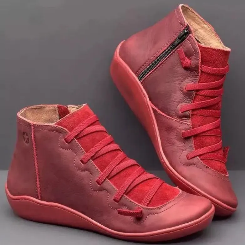 Snow Boots Women Ankle Spring Flat Shoes Woman Short Vintage Boots with Fur
