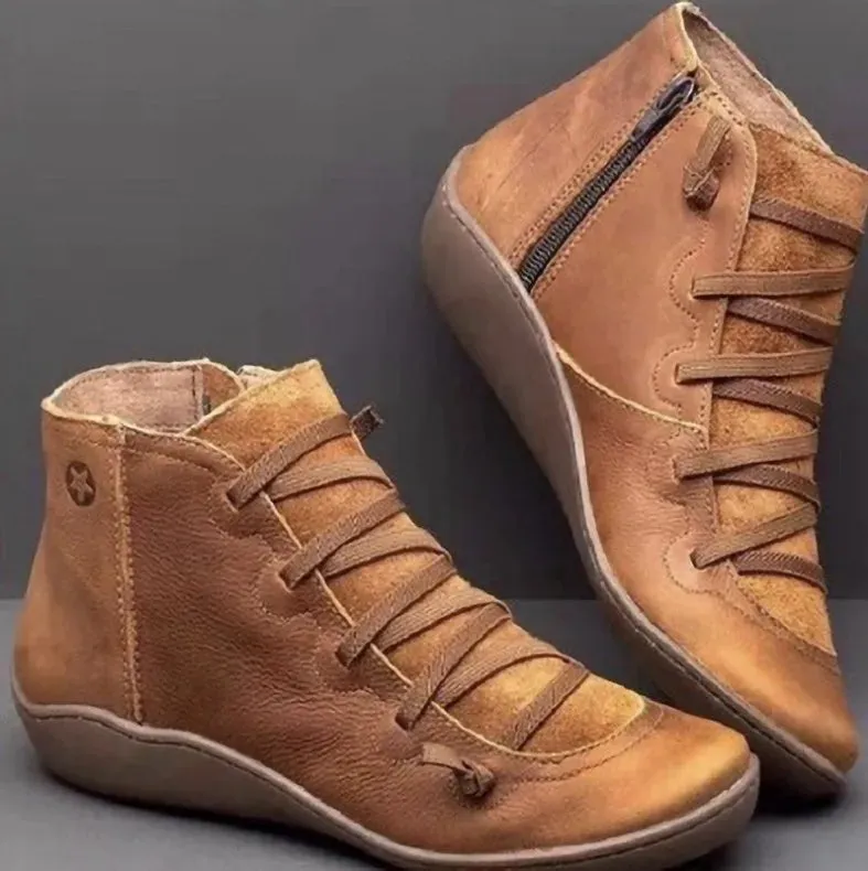 Snow Boots Women Ankle Spring Flat Shoes Woman Short Vintage Boots with Fur