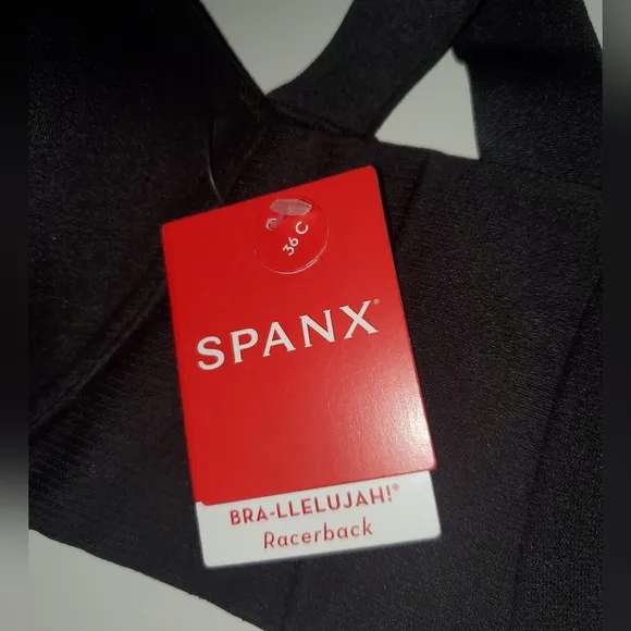 SPANX Bra-llelujah Racerback T-Shirt Front-Closure Bra Black Size: 36C