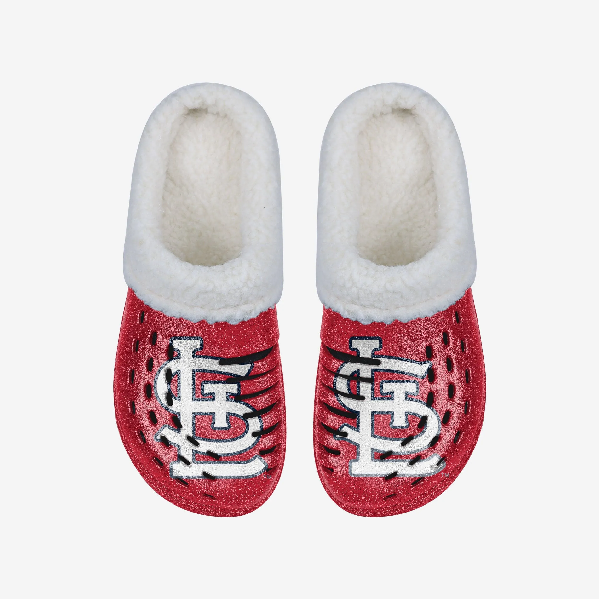 St Louis Cardinals Womens Sherpa Lined Glitter Clog