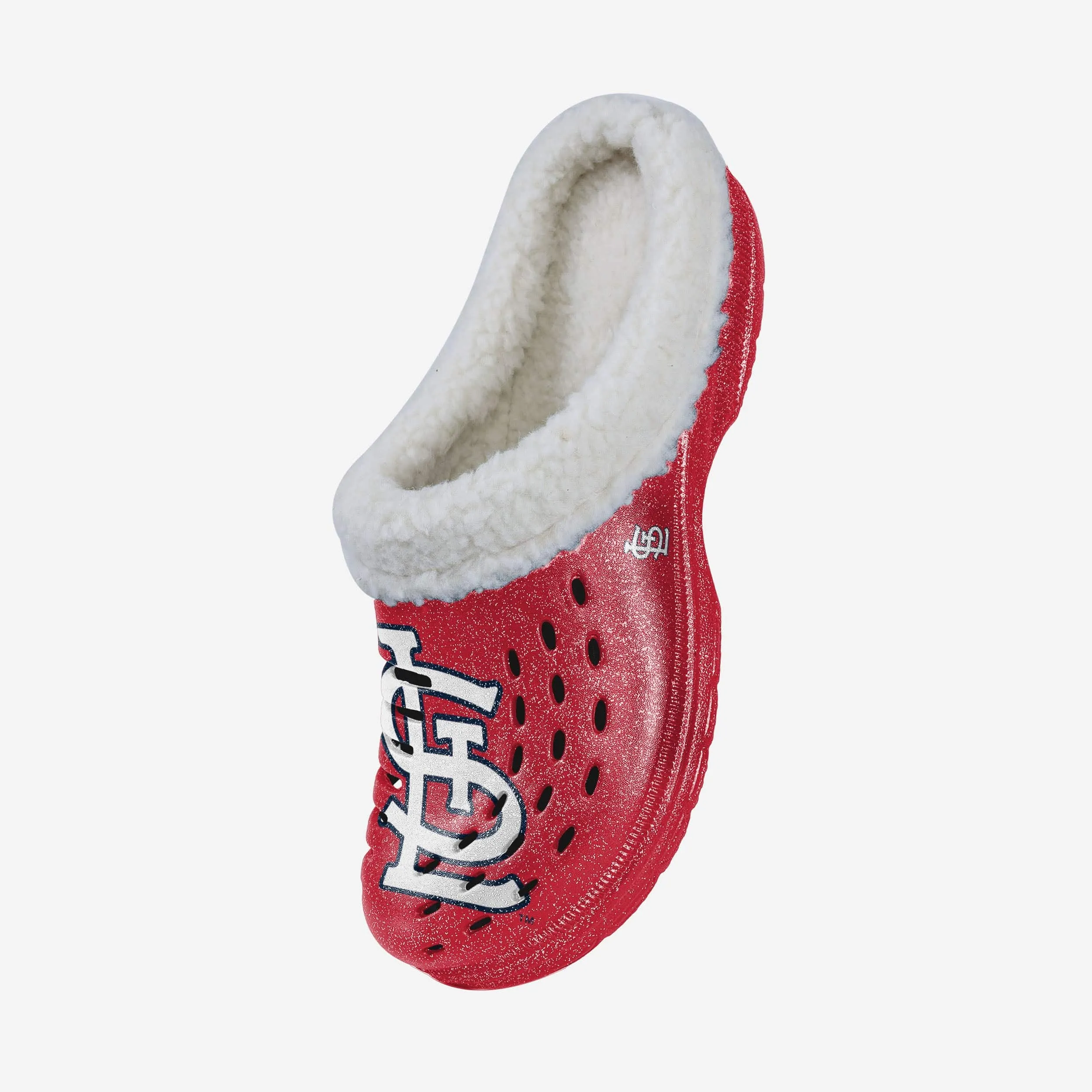 St Louis Cardinals Womens Sherpa Lined Glitter Clog