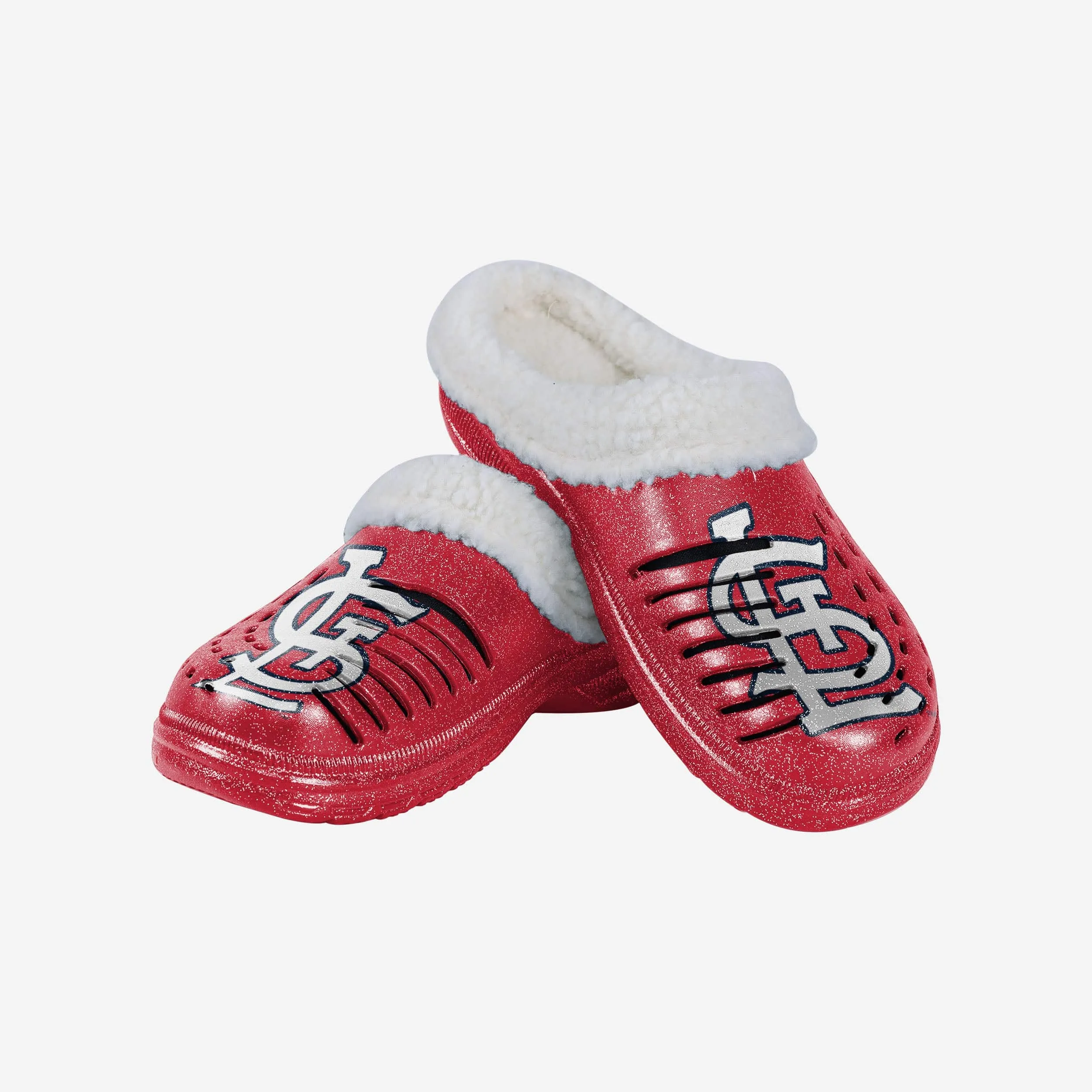 St Louis Cardinals Womens Sherpa Lined Glitter Clog