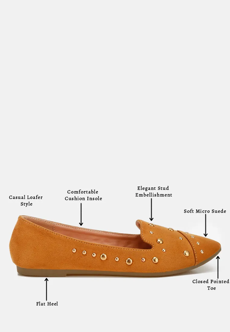 Stud Embellished Ballet Flats by RUW