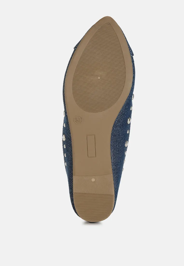 Stud Embellished Ballet Flats by RUW