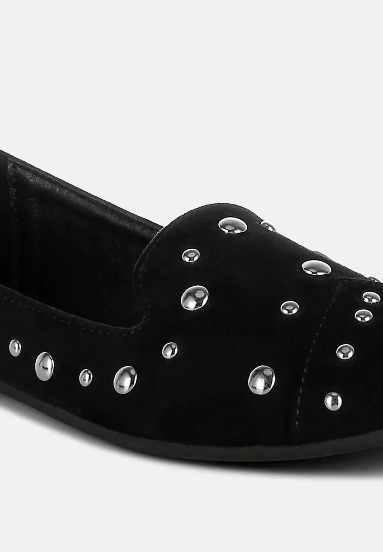 Stud Embellished Ballet Flats by RUW