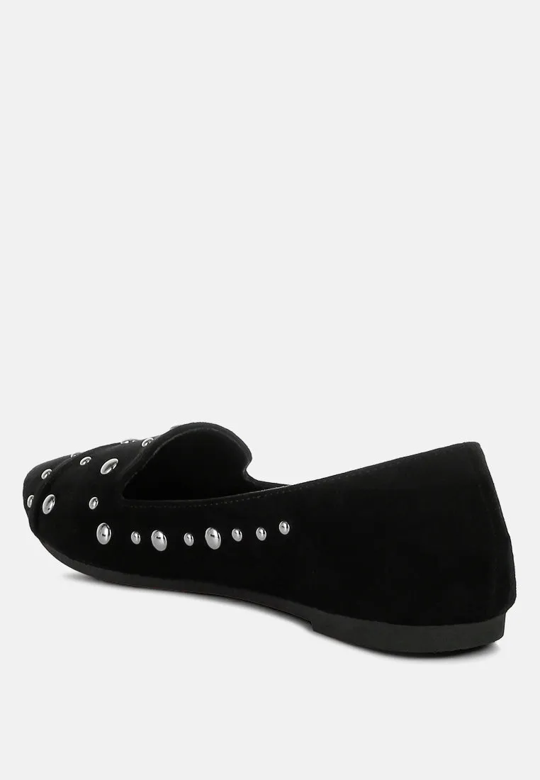Stud Embellished Ballet Flats by RUW