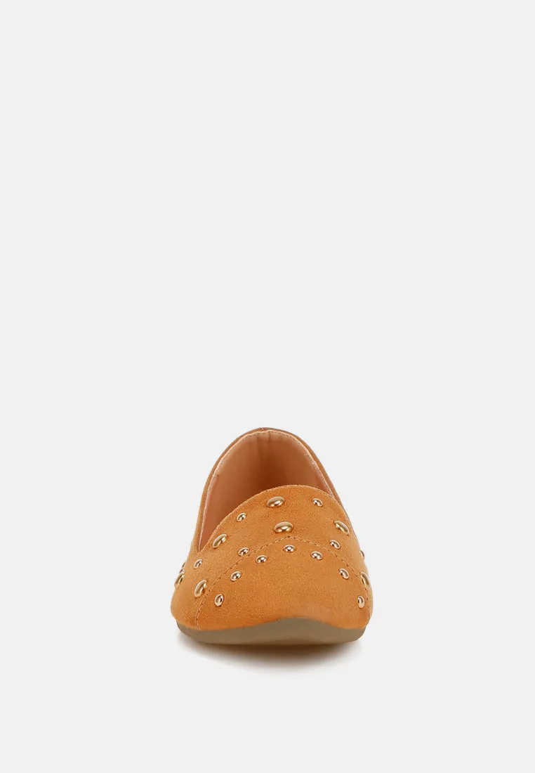 Stud Embellished Ballet Flats by RUW