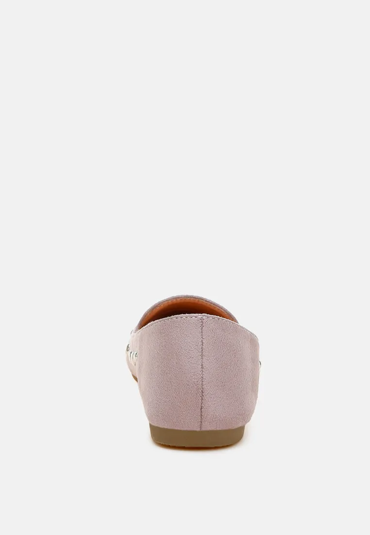Stud Embellished Ballet Flats by RUW