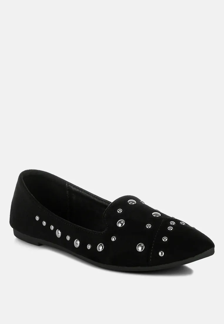 Stud Embellished Ballet Flats by RUW