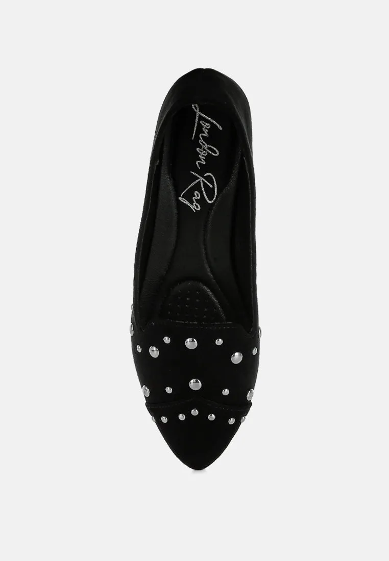 Stud Embellished Ballet Flats by RUW