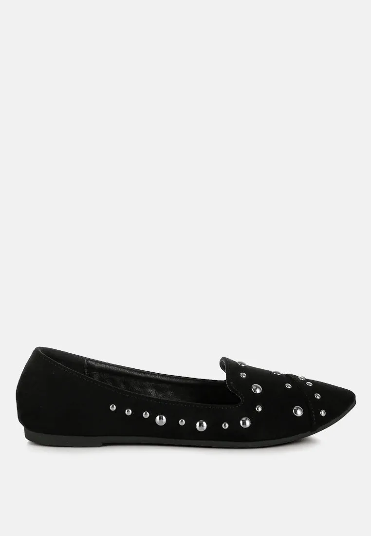 Stud Embellished Ballet Flats by RUW