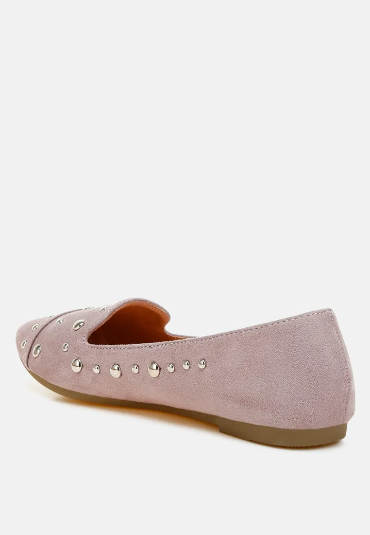 Stud Embellished Ballet Flats by RUW
