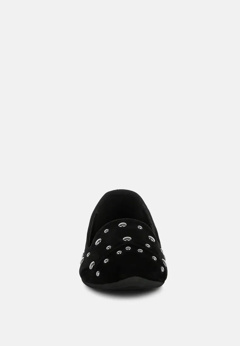 Stud Embellished Ballet Flats by RUW
