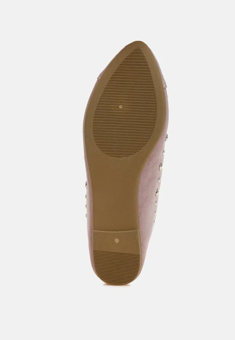 Stud Embellished Ballet Flats by RUW