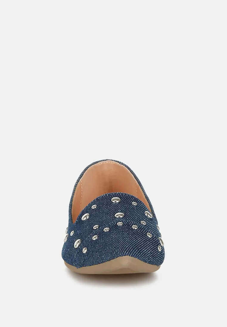Stud Embellished Ballet Flats by RUW