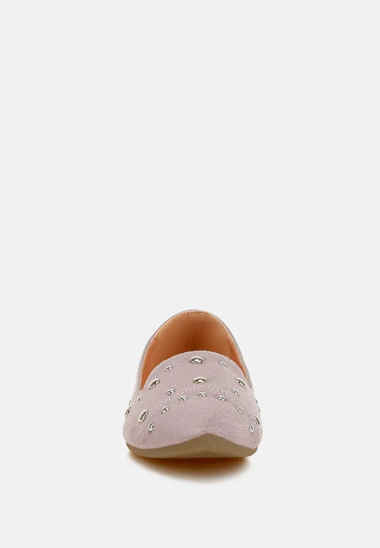 Stud Embellished Ballet Flats by RUW