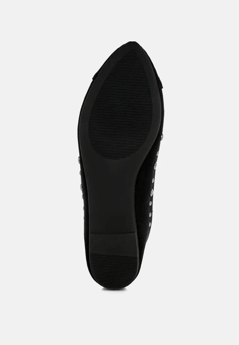Stud Embellished Ballet Flats by RUW