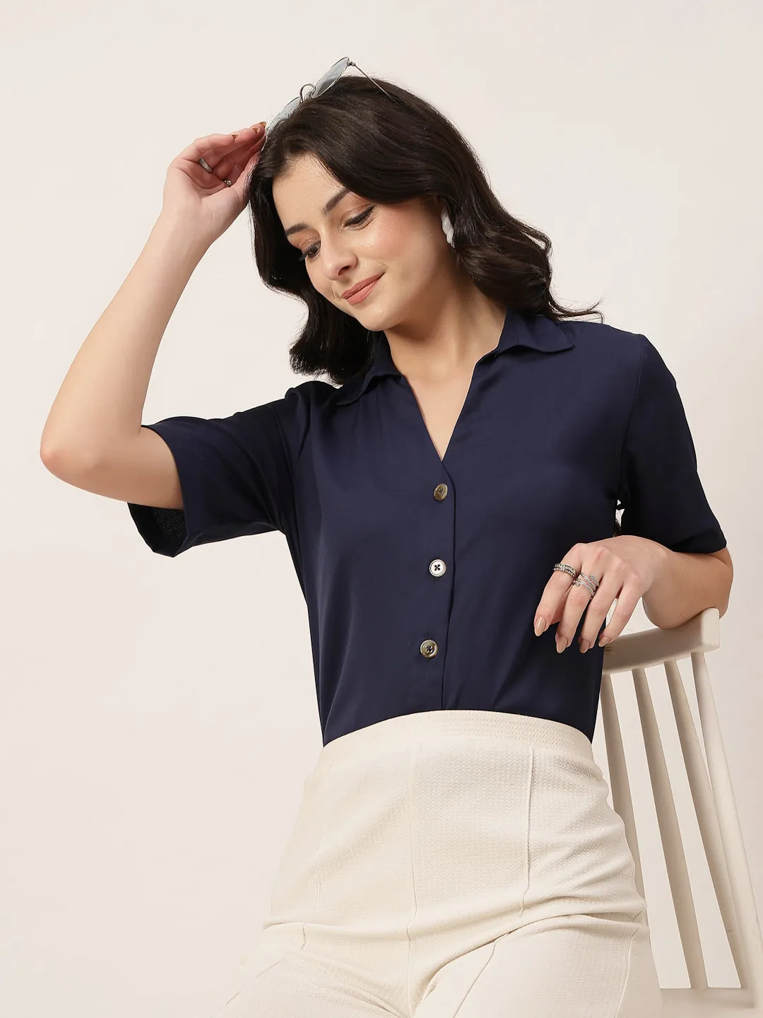 Style Quotient Women Navy Formal shirt