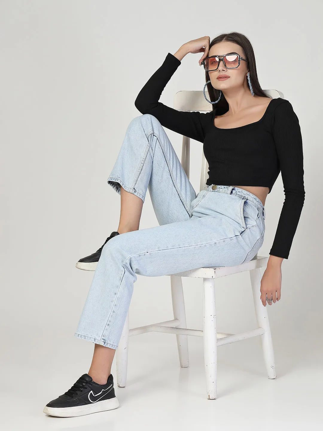 Style Quotient Women Relaxed Fit High Rise Cotton Jeans