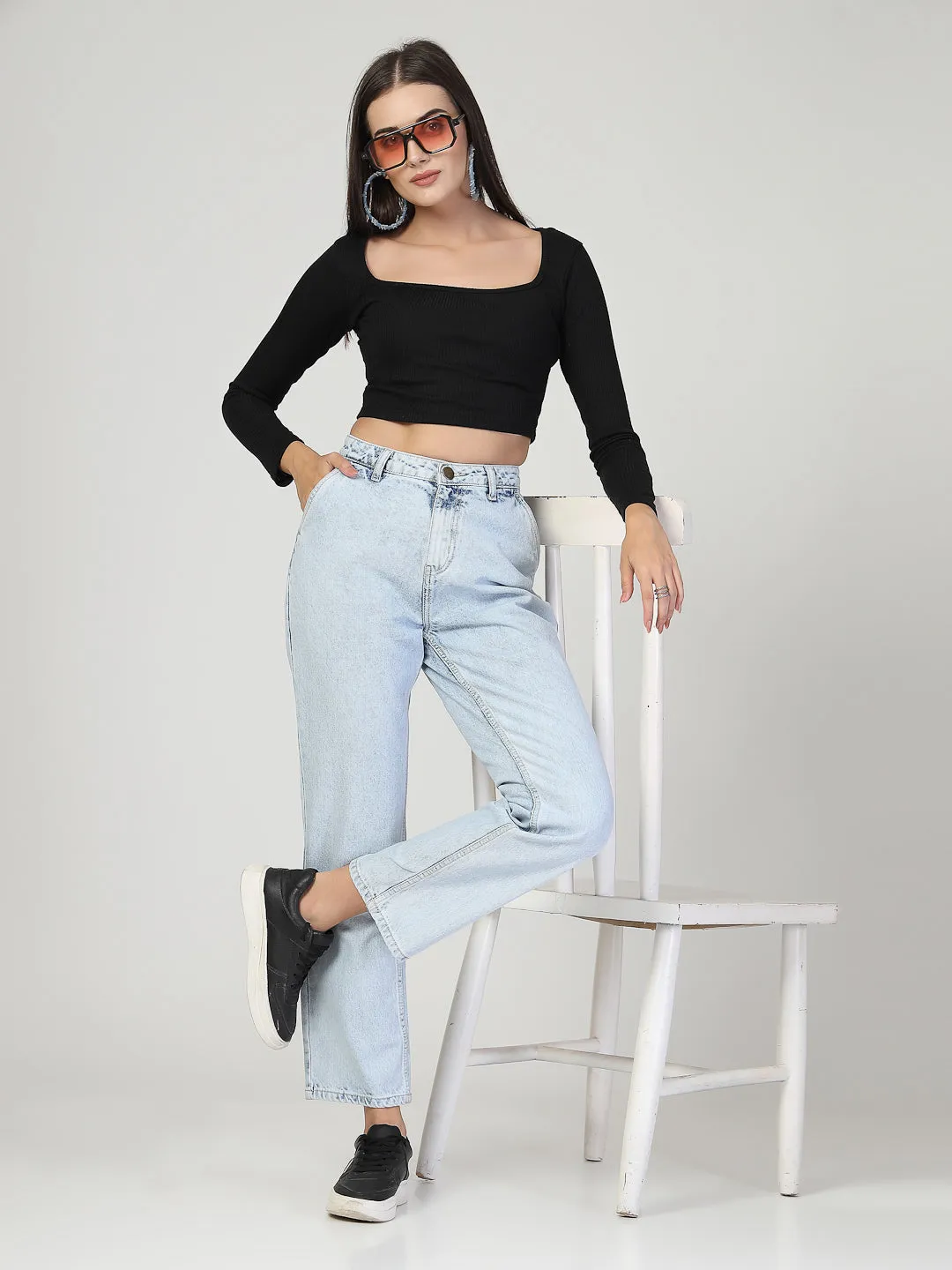 Style Quotient Women Relaxed Fit High Rise Cotton Jeans
