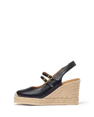 Unisa black High Wedge Espadrille |CYNTIABK