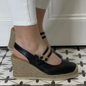 Unisa Cyntia Sling-back Espadrilles-BLACK