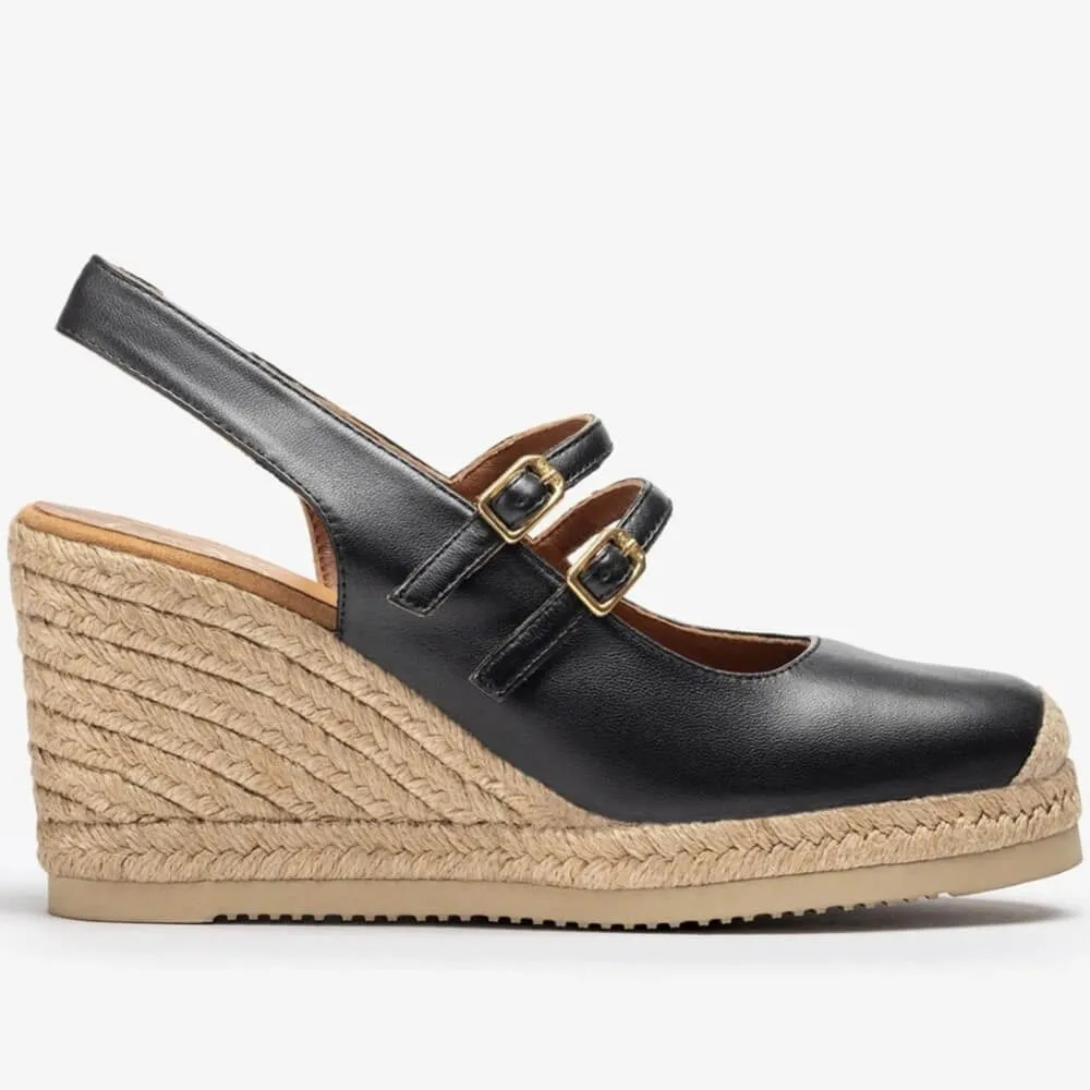 Unisa Cyntia Sling-back Espadrilles-BLACK