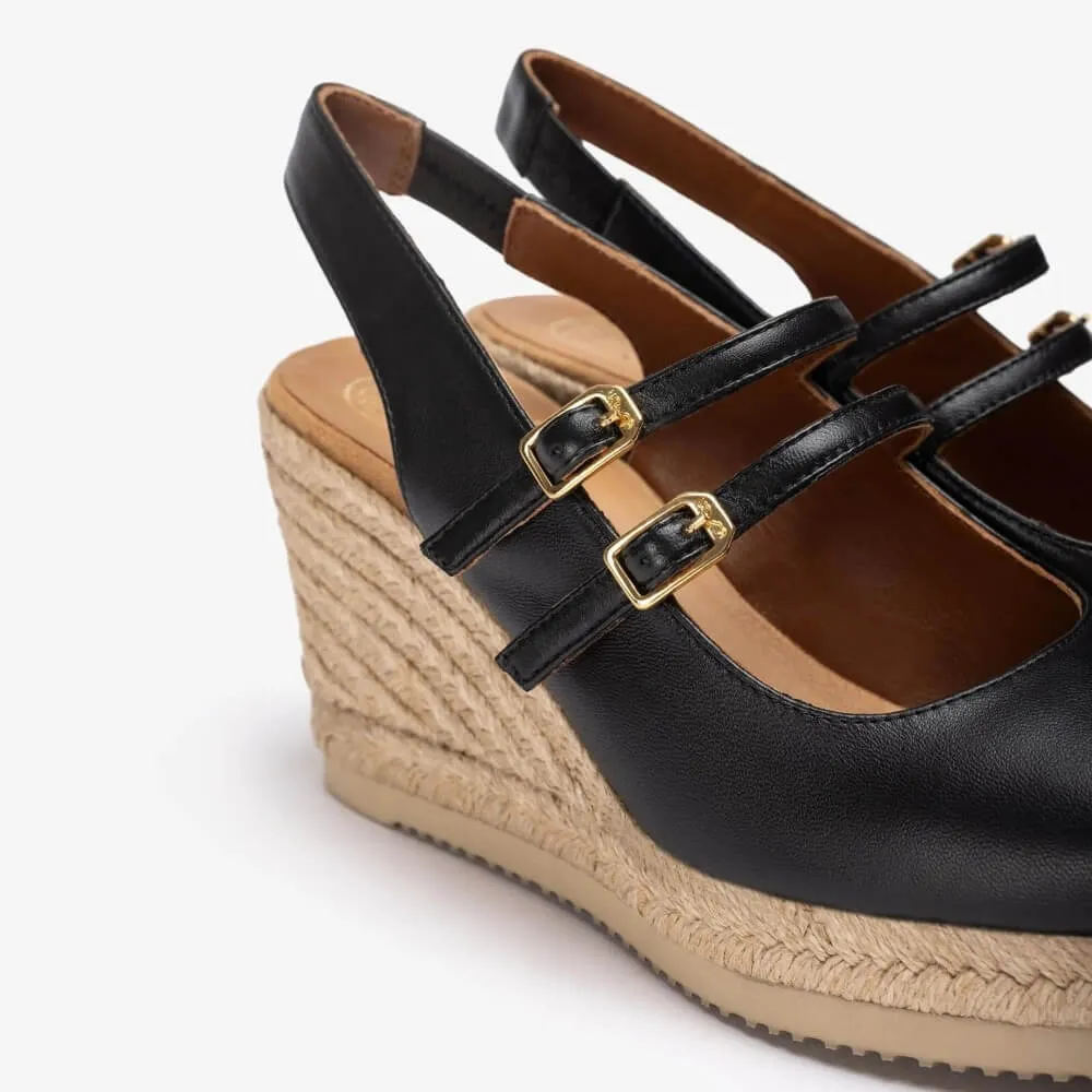 Unisa Cyntia Sling-back Espadrilles-BLACK