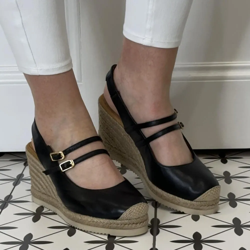 Unisa Cyntia Sling-back Espadrilles-BLACK