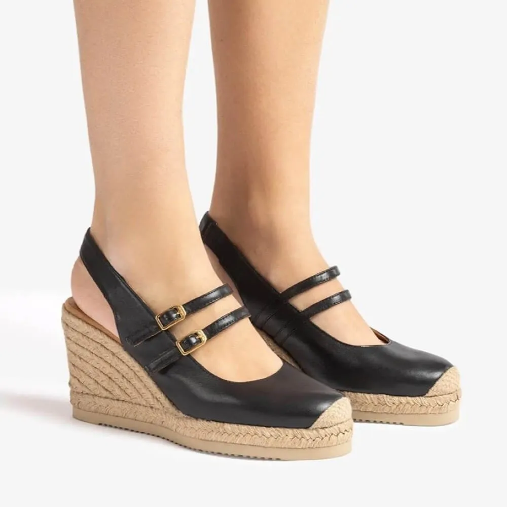 Unisa Cyntia Sling-back Espadrilles-BLACK