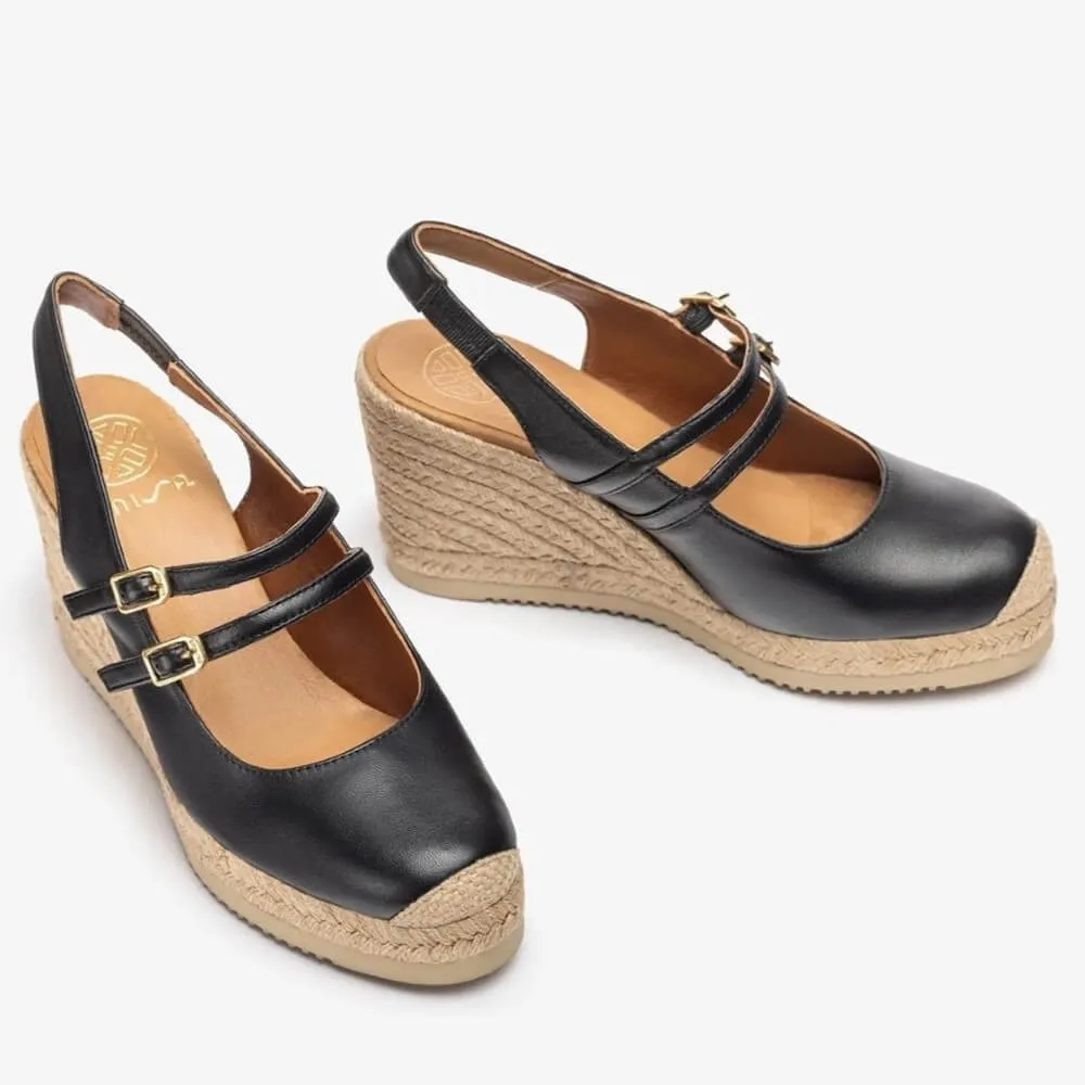 Unisa Cyntia Sling-back Espadrilles-BLACK