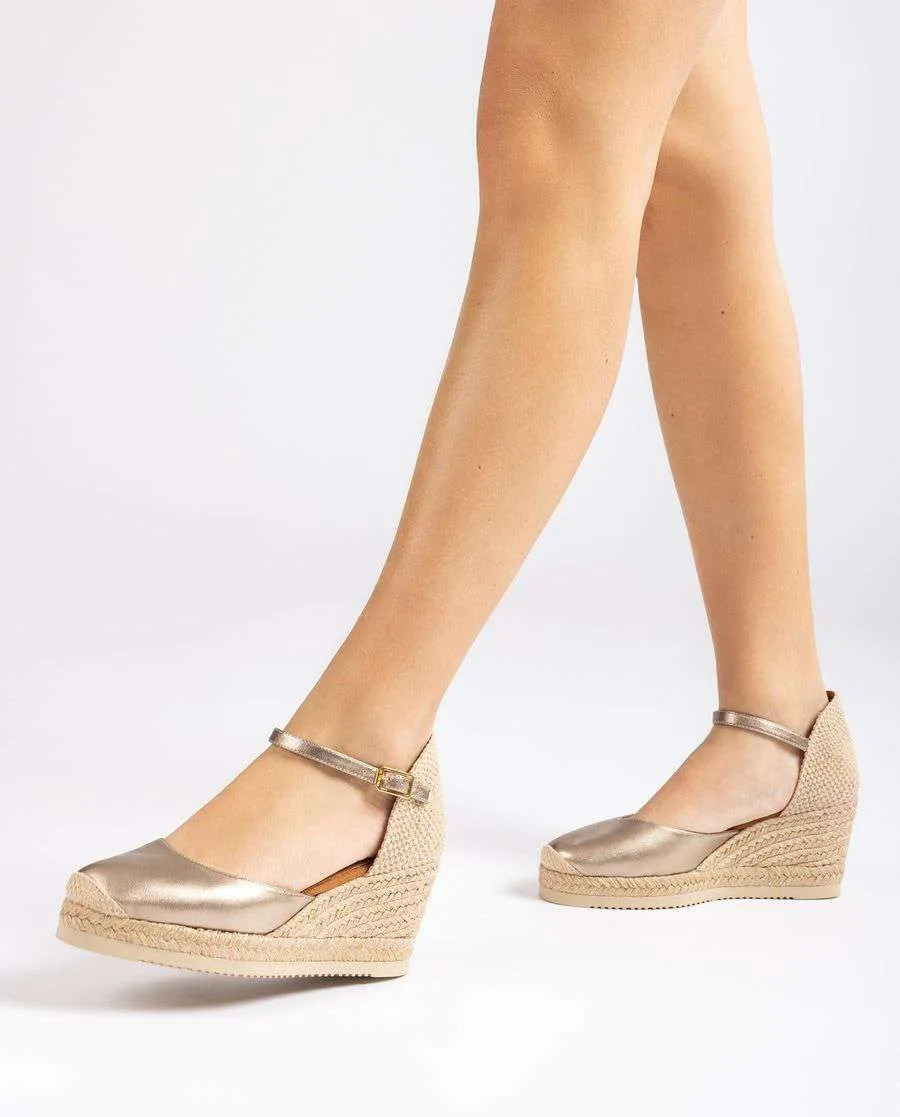 Unisa Metallic Gold Wedge Espadrille |CACE25GLD