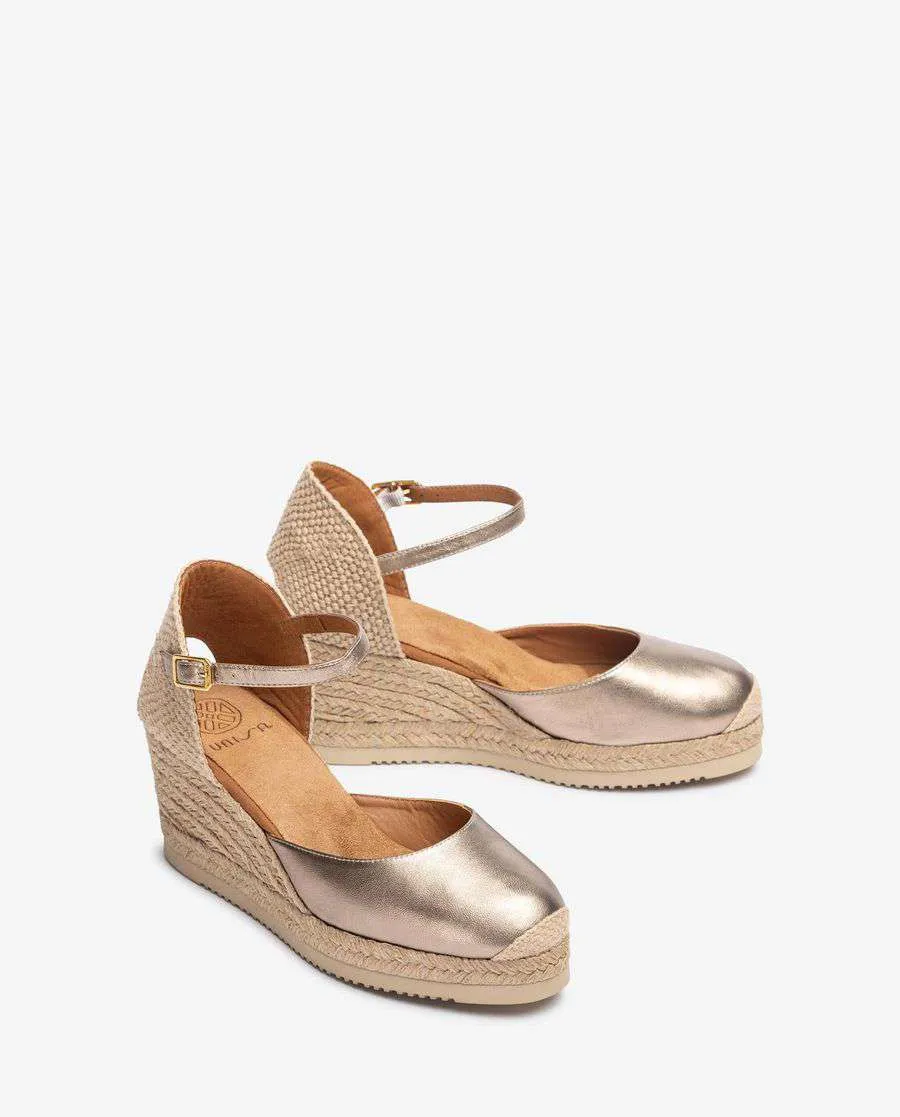 Unisa Metallic Gold Wedge Espadrille |CACE25GLD